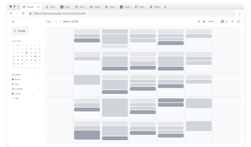 Google Calendar view